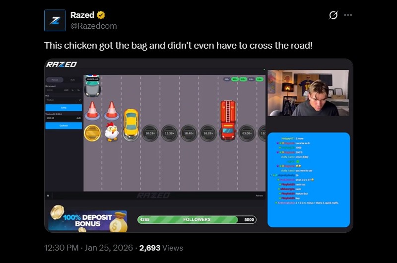 Twitter Razed Cross the Road Cashout